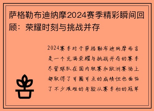 萨格勒布迪纳摩2024赛季精彩瞬间回顾：荣耀时刻与挑战并存